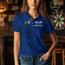 Load image into Gallery viewer, US Flag Eagle Dartboard Grunge Blue Darts Shirt For Women - Custom Name &amp; Team Jersey NYN0609