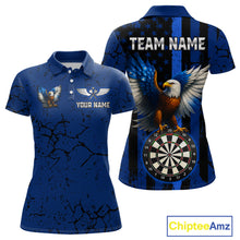 Load image into Gallery viewer, US Flag Eagle Dartboard Grunge Blue Darts Shirt For Women - Custom Name &amp; Team Jersey NYN0609