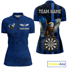 Load image into Gallery viewer, US Flag Eagle Dartboard Grunge Blue Darts Shirt For Women - Custom Name &amp; Team Jersey NYN0609