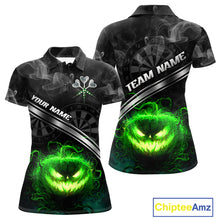 Load image into Gallery viewer, Halloween Women Darts Shirt Personalized Green Pumpkin Dartboard, Halloween Dart Jerseys NYN1164
