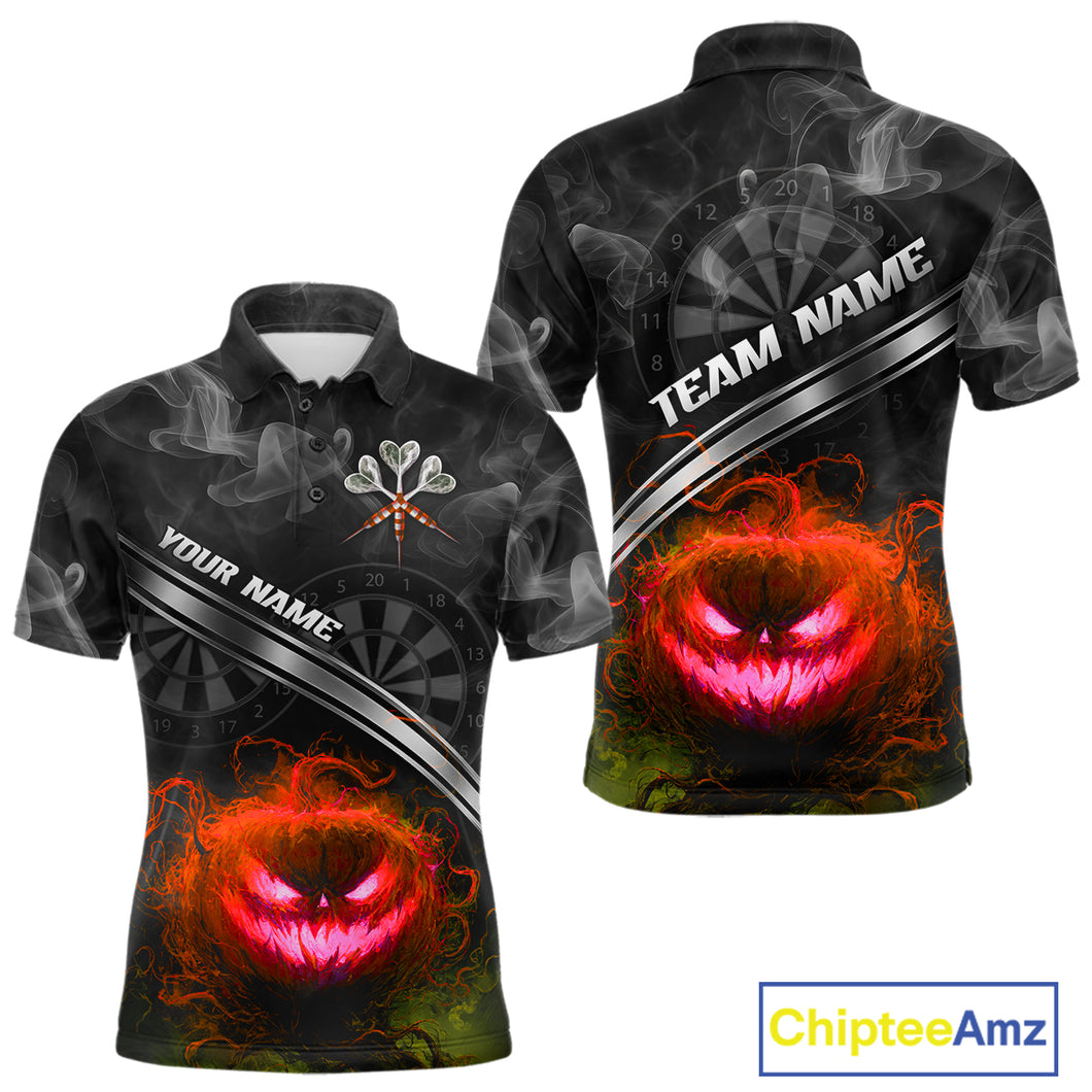Halloween Men Darts Shirt Personalized Red Pumpkin Dartboard, Halloween Dart Jerseys NYN1165
