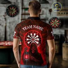 Load image into Gallery viewer, Red Neon Grim Reaper Lightning Skull Darts League Shirt Custom Skull Men Darts Jersey NYN2037