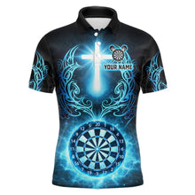 Load image into Gallery viewer, Thunder Blue Dartboard Cross Men Darts Team Shirt Personalized Tribal Dart Polo Jerseys NYN2555