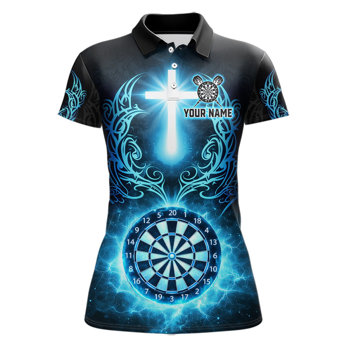 Thunder Blue Dartboard Cross Women Darts Team Shirt Personalized Tribal Dart Polo Jerseys NYN2555