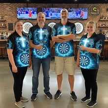 Load image into Gallery viewer, Thunder Blue Dartboard Cross Women Darts Team Shirt Personalized Tribal Dart Quarter-Zip Jerseys NYN2555