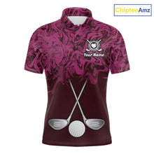 Load image into Gallery viewer, Mens Golf Clothing Pink Fluid Pattern Golf Polo Shirt Custom White Golf Clubs Ball Golf Upf Shirts NYN2935