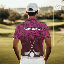Load image into Gallery viewer, Mens Golf Clothing Pink Fluid Pattern Golf Polo Shirt Custom White Golf Clubs Ball Golf Upf Shirts NYN2935