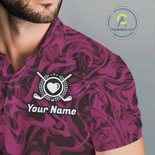 Load image into Gallery viewer, Mens Golf Clothing Pink Fluid Pattern Golf Polo Shirt Custom White Golf Clubs Ball Golf Upf Shirts NYN2935
