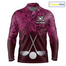 Load image into Gallery viewer, Mens Golf Clothing Pink Fluid Pattern Golf Polo Shirt Custom White Golf Clubs Ball Golf Upf Shirts NYN2935