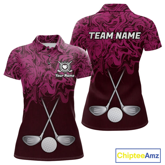 Women Golf Clothing Pink Fluid Pattern Golf Polo Shirt Custom White Golf Clubs Ball Golf Upf Shirts NYN2935