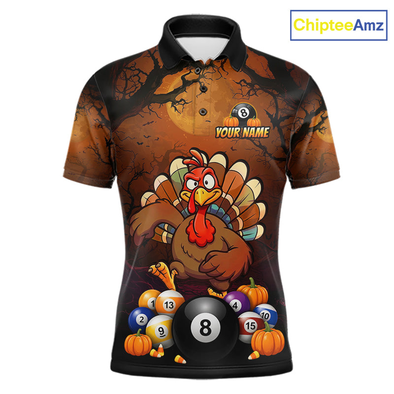 Funny Turkey 8 Ball & 9 Ball Pool Halloween Billiard Team Shirt Custom Pumpkin Billiard Jersey For Men NYN4216