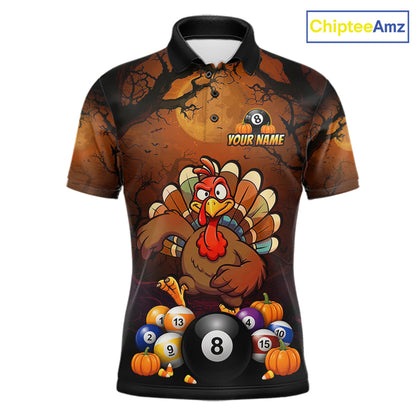 Funny Turkey 8 Ball & 9 Ball Pool Halloween Billiard Team Shirt Custom Pumpkin Billiard Jersey For Men NYN4216