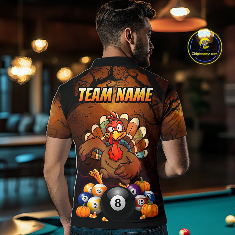 Funny Turkey 8 Ball & 9 Ball Pool Halloween Billiard Team Shirt Custom Pumpkin Billiard Jersey For Men NYN4216