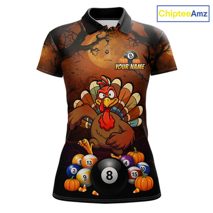 Funny Turkey 8 Ball & 9 Ball Pool Halloween Billiard Team Shirt Custom Pumpkin Billiard Jersey For Women NYN4216