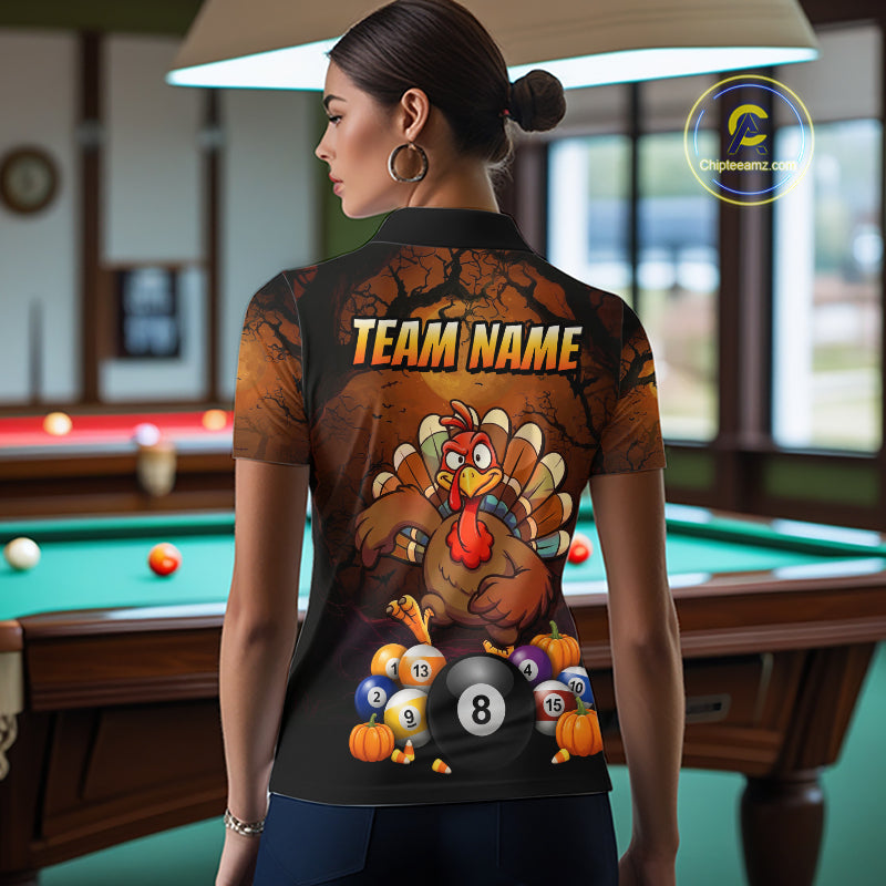 Funny Turkey 8 Ball & 9 Ball Pool Halloween Billiard Team Shirt Custom Pumpkin Billiard Jersey For Women NYN4216