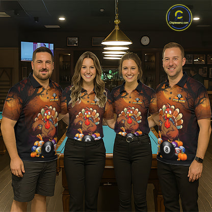 Funny Turkey 8 Ball & 9 Ball Pool Halloween Billiard Team Shirt Custom Pumpkin Billiard Jersey For Men NYN4216