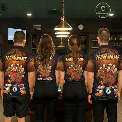 Funny Turkey 8 Ball & 9 Ball Pool Halloween Billiard Team Shirt Custom Pumpkin Billiard Jersey For Men NYN4216