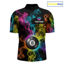 Load image into Gallery viewer, Personalized Colorful Smoke 8 Ball Pool Billiard Shirt For Men Custom Billiard Rack Team Jersey NYN3142