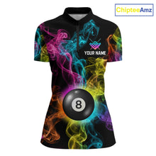 Load image into Gallery viewer, Personalized Colorful Smoke 8 Ball Pool Billiard Shirt For Women Custom Billiard Rack Team Jersey NYN3142