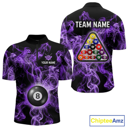 Personalized Purple Smokes 8 Ball Pool Billiard Shirt For Men Custom Billiard Rack Team Jersey NYN3143