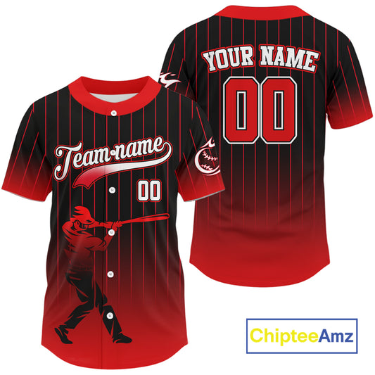 Red And Black Classic Baseball Jersey Custom Pinstripe Baseball Jersey For Men NYN0814