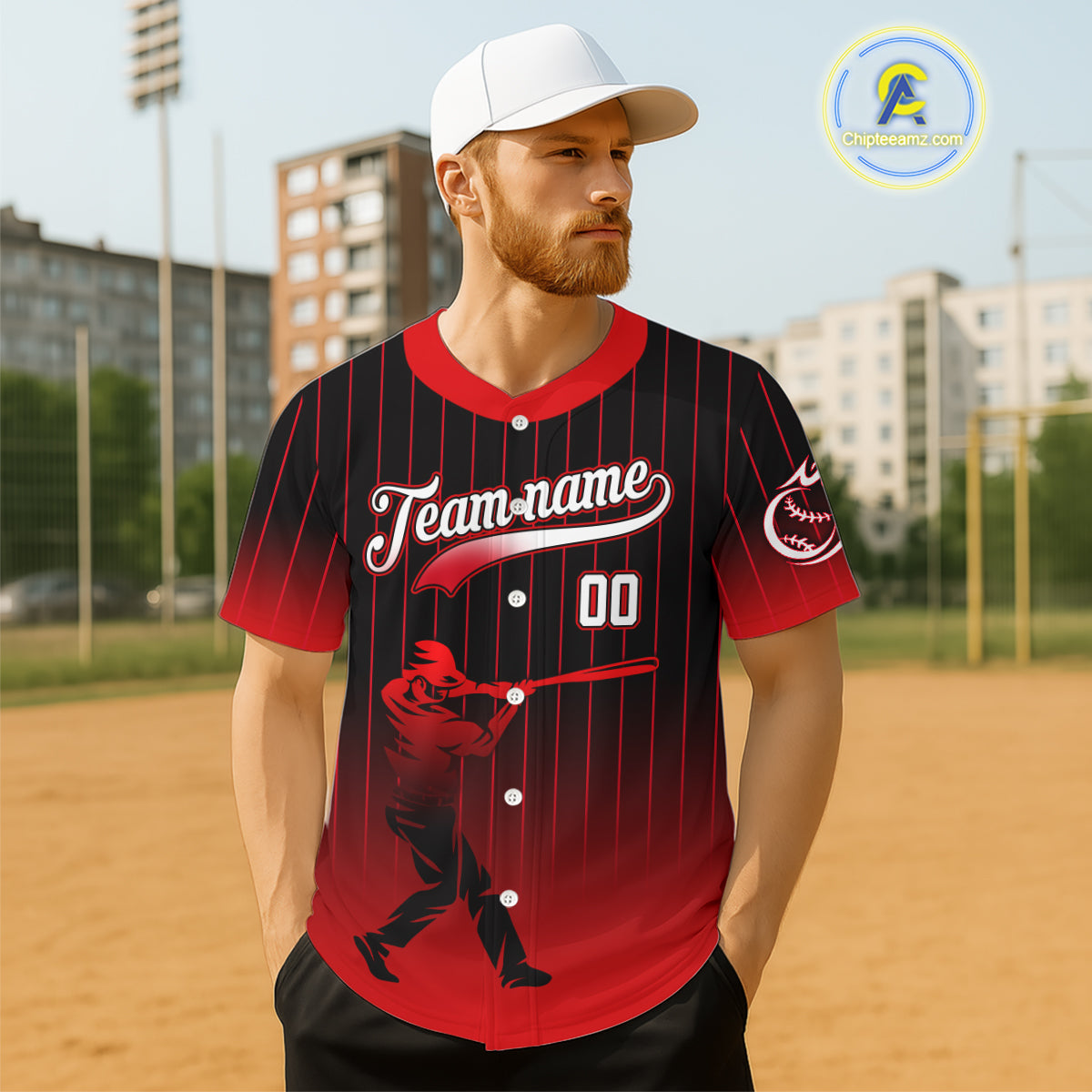 Red And Black Classic Baseball Jersey Custom Pinstripe Baseball Jersey For Men NYN0814