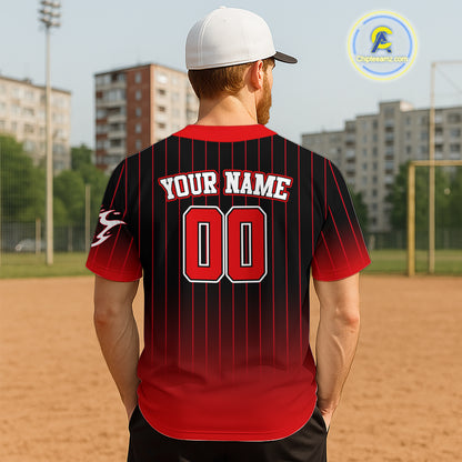 Red And Black Classic Baseball Jersey Custom Pinstripe Baseball Jersey For Men NYN0814