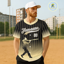 Load image into Gallery viewer, Yellow And Black Classic Baseball Jersey Custom Pinstripe Baseball Jersey For Men NYN0815