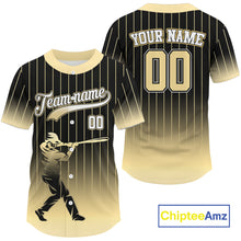 Load image into Gallery viewer, Yellow And Black Classic Baseball Jersey Custom Pinstripe Baseball Jersey For Men NYN0815