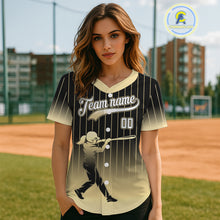 Load image into Gallery viewer, Yellow Pinstripe Jersey For Women Custom Baseball Shirt With Name Number | Classic Style NYN0815