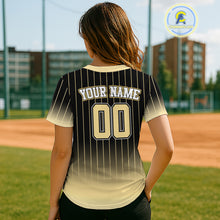 Load image into Gallery viewer, Yellow Pinstripe Jersey For Women Custom Baseball Shirt With Name Number | Classic Style NYN0815