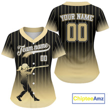 Load image into Gallery viewer, Yellow Pinstripe Jersey For Women Custom Baseball Shirt With Name Number | Classic Style NYN0815