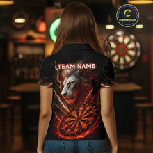 Load image into Gallery viewer, Red Custom Women Darts Shirt With Lion Personalized Lightning Dartboard Dart Jerseys NYN1219
