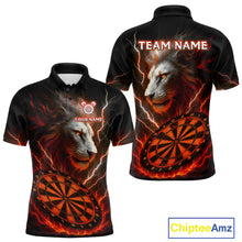 Load image into Gallery viewer, Red Custom Men Darts Shirt With Lion Personalized Lightning Dartboard Dart Jerseys NYN1219