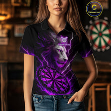 Load image into Gallery viewer, Purple Custom Women Darts Shirt With Lion Personalized Lightning Dartboard Dart Jerseys NYN1220