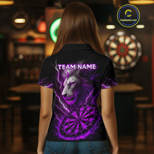 Load image into Gallery viewer, Purple Custom Women Darts Shirt With Lion Personalized Lightning Dartboard Dart Jerseys NYN1220