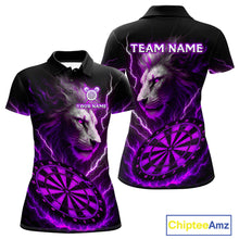Load image into Gallery viewer, Purple Custom Women Darts Shirt With Lion Personalized Lightning Dartboard Dart Jerseys NYN1220