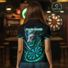 Load image into Gallery viewer, Turquoise Custom Women Darts Shirt With Lion Personalized Lightning Dartboard Dart Jerseys NYN1221