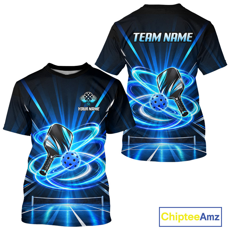 Custom Blue Lightning Pickleball Jersey For Men Personalized Pickleball Paddle Pickleball Team Shirt NYN5004