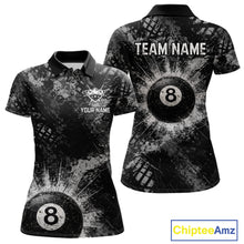 Load image into Gallery viewer, Black White Grunge Pool 8 Ball Billiard Shirt For Women Personalized Ball Billiard Attire Gifts NYN2569