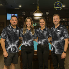 Load image into Gallery viewer, Black White Grunge Pool 8 Ball Billiard Shirt For Men Personalized Ball Billiard Attire Gifts NYN2569