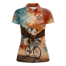 Load image into Gallery viewer, Blue &amp; Orange Watercolor Funny Eagle Dartboard Women Dart Polo Shirts Custom Dart Team Jerseys NYN2728
