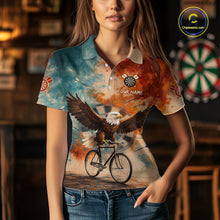 Load image into Gallery viewer, Blue &amp; Orange Watercolor Funny Eagle Dartboard Women Dart Polo Shirts Custom Dart Team Jerseys NYN2728