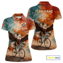 Load image into Gallery viewer, Blue &amp; Orange Watercolor Funny Eagle Dartboard Women Dart Polo Shirts Custom Dart Team Jerseys NYN2728