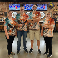 Load image into Gallery viewer, Blue &amp; Orange Watercolor Funny Eagle Dartboard Women Dart Polo Shirts Custom Dart Team Jerseys NYN2728