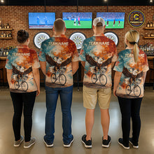 Load image into Gallery viewer, Blue &amp; Orange Watercolor Funny Eagle Dartboard Women Dart Polo Shirts Custom Dart Team Jerseys NYN2728