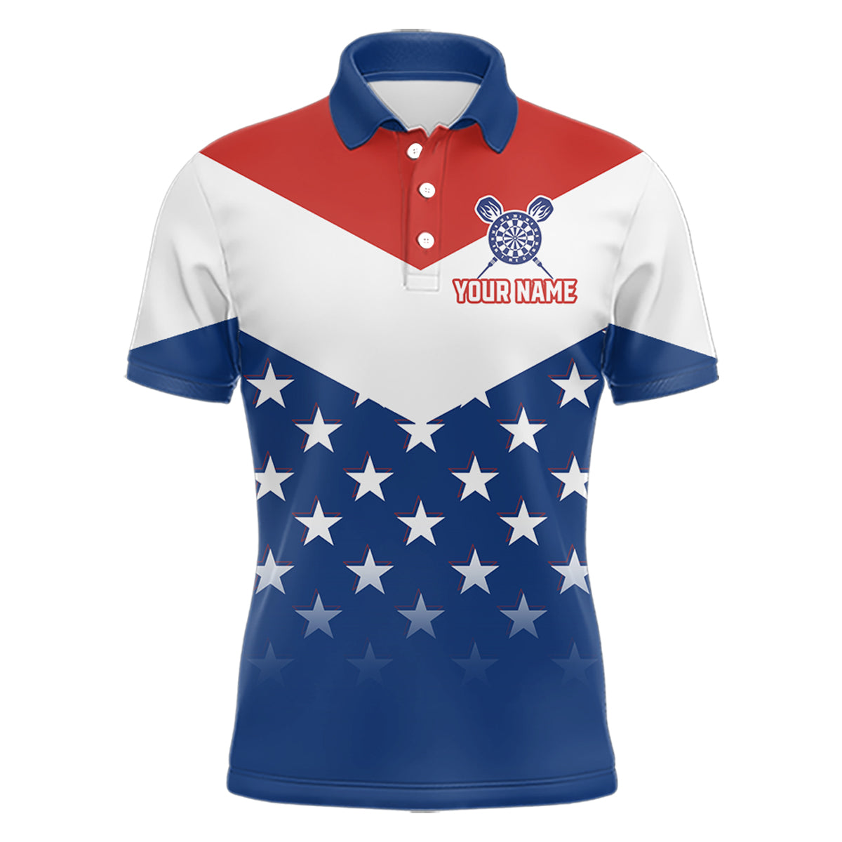 Blue And Red Dartboard Patriotic Dart Polo Shirts For Men Custom Dart Team Jerseys NYN2729