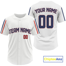 Load image into Gallery viewer, Red And Blue Pinstripe Baseball Jersey For Men Custom Youth Classic Baseball Shirt NYN0818