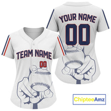 Load image into Gallery viewer, Pitch Ball Red And Blue Pinstripe Baseball Jersey For Women Custom Youth Baseball Shirt NYN0819