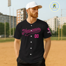 Load image into Gallery viewer, Personalized Pink Ribbon Patriotic Baseball Jersey For Men USA Flag Youth Baseball Shirt NYN0834